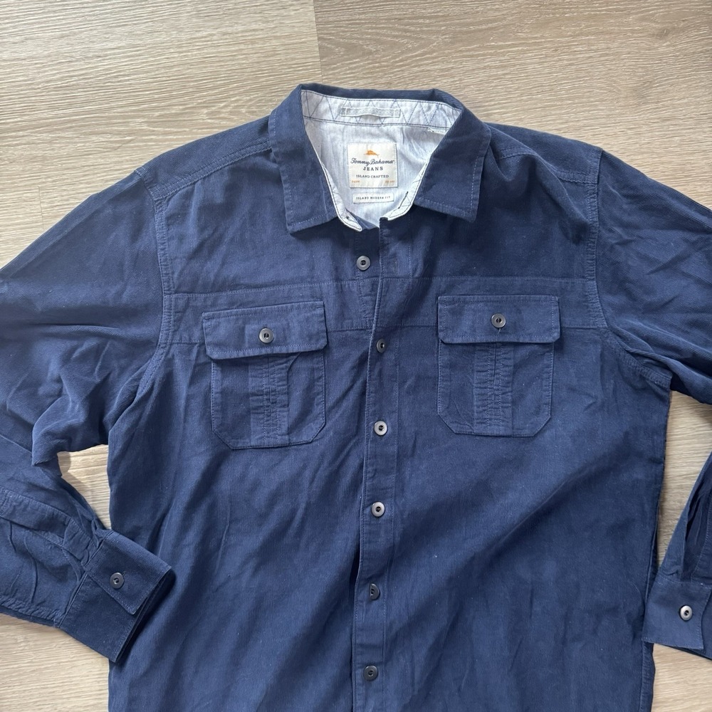 Tommy Bahama Blue Island Crafted Modern Fit L/S Button Up Corduroy Shirt Size L